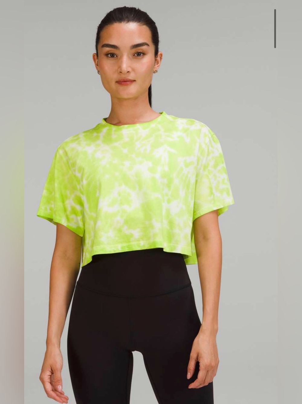 LULULEMON All Yours Cropped Cotton T-Shirt Tie Dye